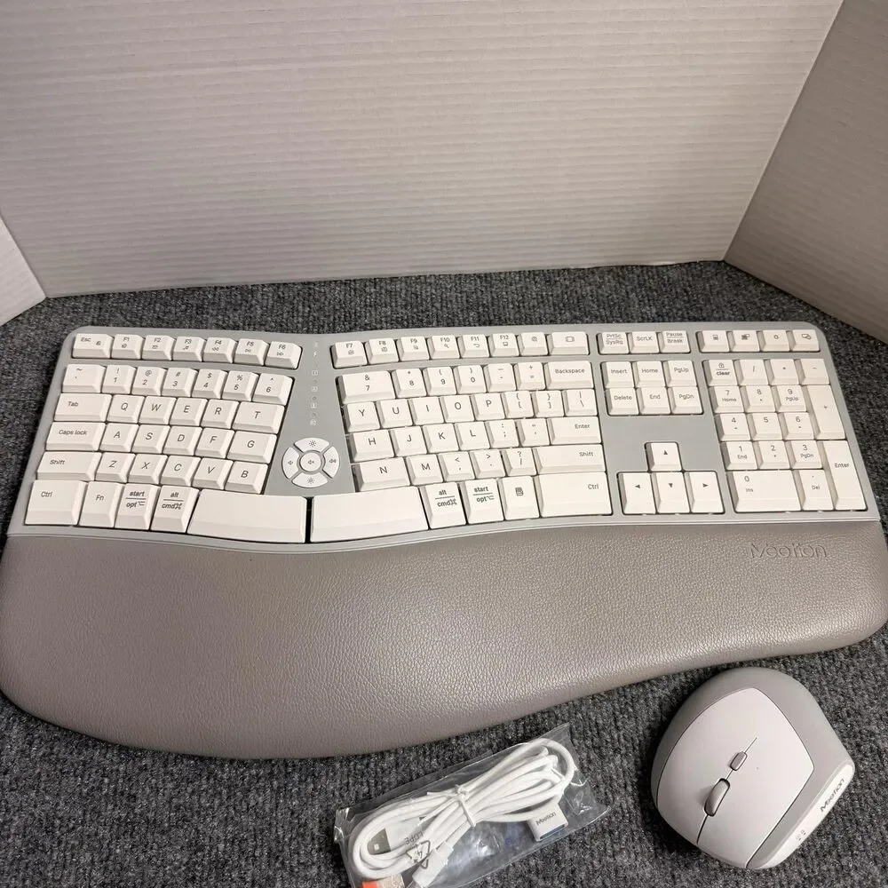 Meetion DirectorC Wireless Ergonomic Keyboard Mouse Combo USB Gray PC Mac
